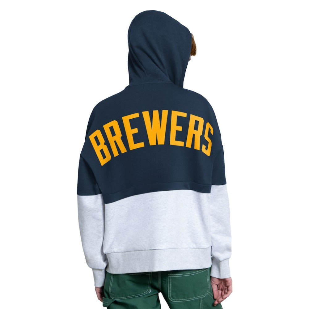 Milwaukee Brewers Starter Women's Wishbone Full-Zip Hoodie - Navy/Heather Gray Hoodies