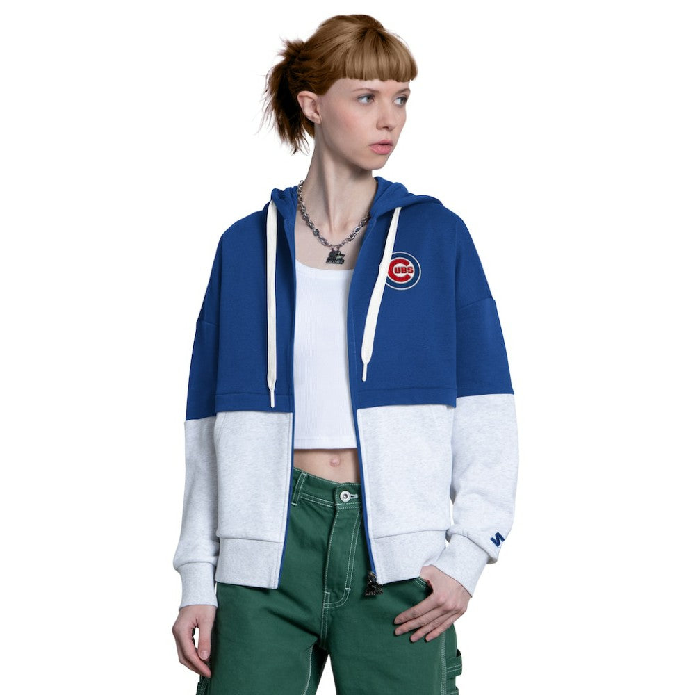 Chicago Cubs Starter Women's Wishbone Full-Zip Hoodie - Royal/Heather Gray Hoodies