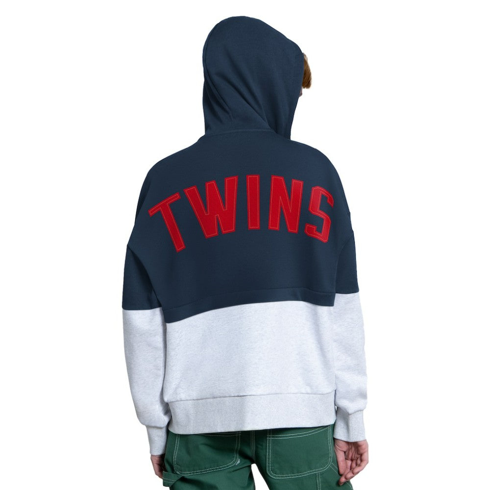 Minnesota Twins Starter Women's Wishbone Full-Zip Hoodie - Navy/Heather Gray Hoodies