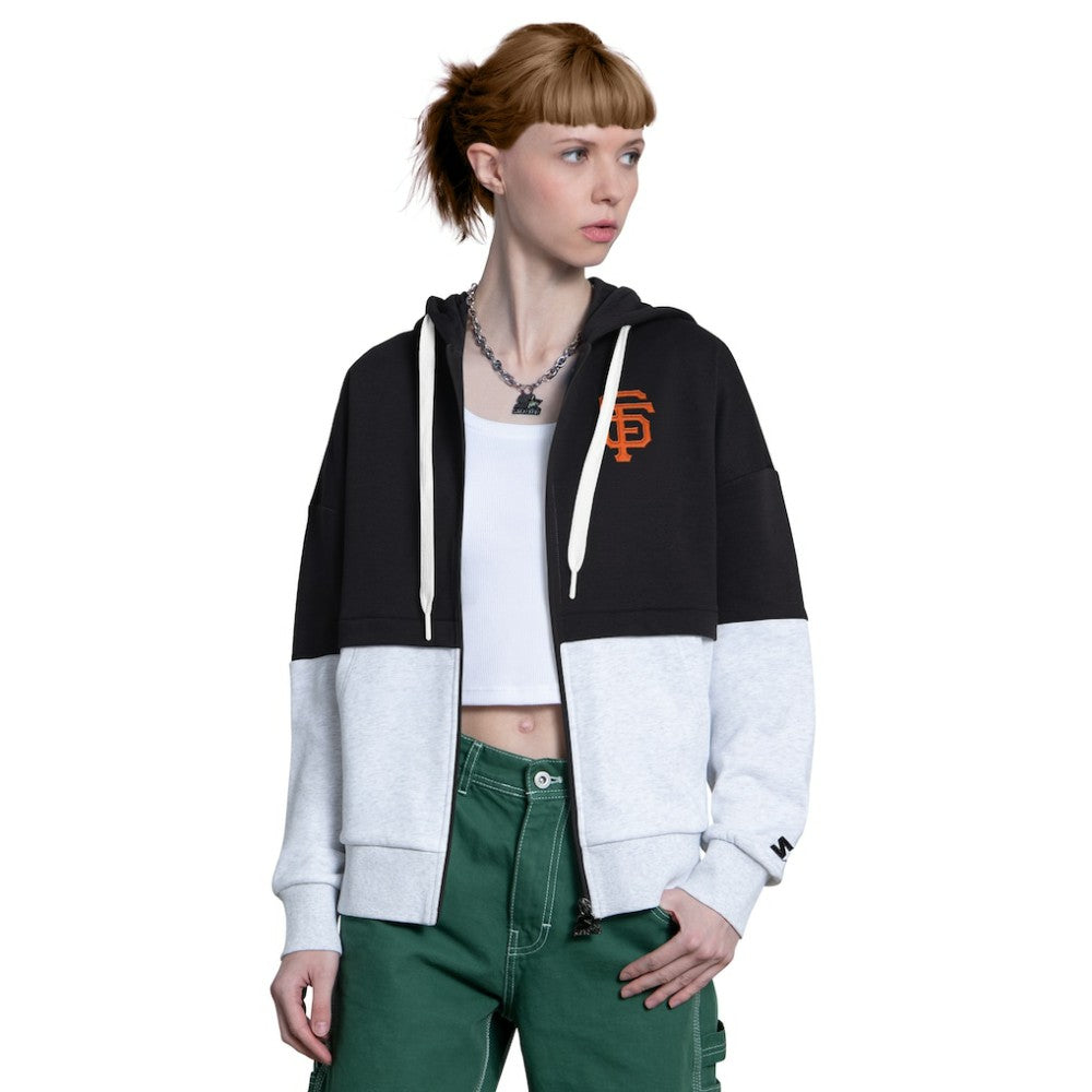San Francisco Giants Starter Women's Wishbone Full-Zip Hoodie - Black/Heather Gray Hoodies