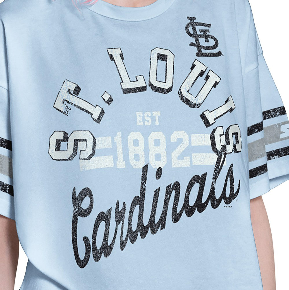 St. Louis Cardinals Starter Women's Cropped Hurry Up Offense T-Shirt - Light Blue T-shirts