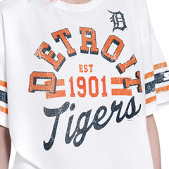 Detroit Tigers Starter Women's Cropped Hurry Up Offense T-Shirt - White T-shirts