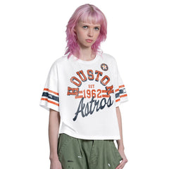 Houston Astros Starter Women's Cropped Hurry Up Offense T-Shirt - White T-shirts