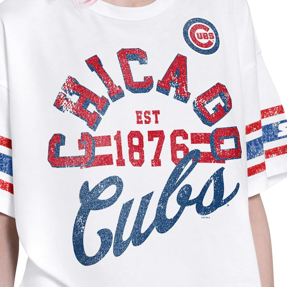 Chicago Cubs Starter Women's Cropped Hurry Up Offense T-Shirt - White T-shirts