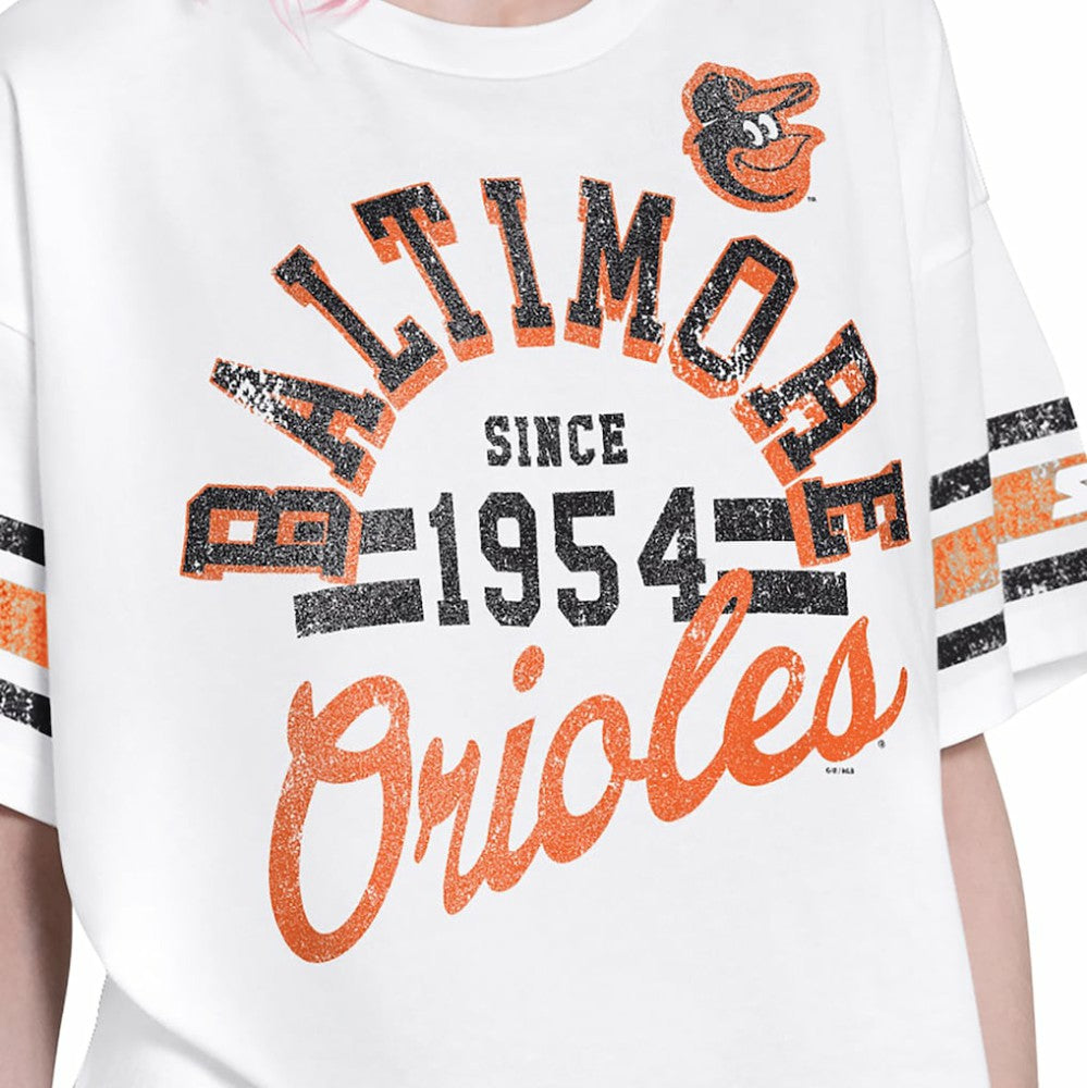 Baltimore Orioles Starter Women's Cropped Hurry Up Offense T-Shirt - White T-shirts