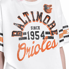 Baltimore Orioles Starter Women's Cropped Hurry Up Offense T-Shirt - White T-shirts