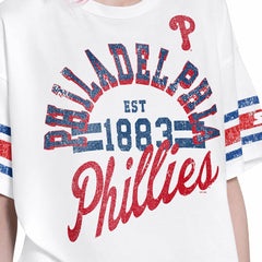 Philadelphia Phillies Starter Women's Cropped Hurry Up Offense T-Shirt - White T-shirts