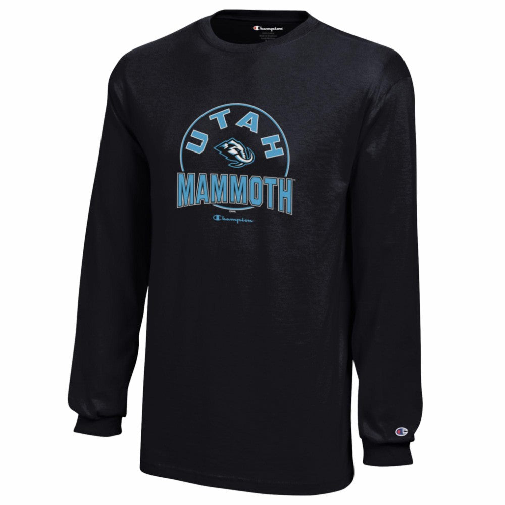 Utah Mammoth Champion Youth Jersey Long Sleeve T-Shirt - Black | US 203468142
