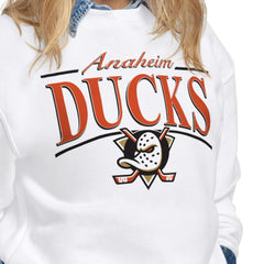 Anaheim Ducks Starter Women's Arch Stripe Fleece Sweatshirt - White | US 203468839