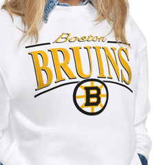 Boston Bruins Starter Women's Arch Stripe Fleece Sweatshirt - White | US 203468840