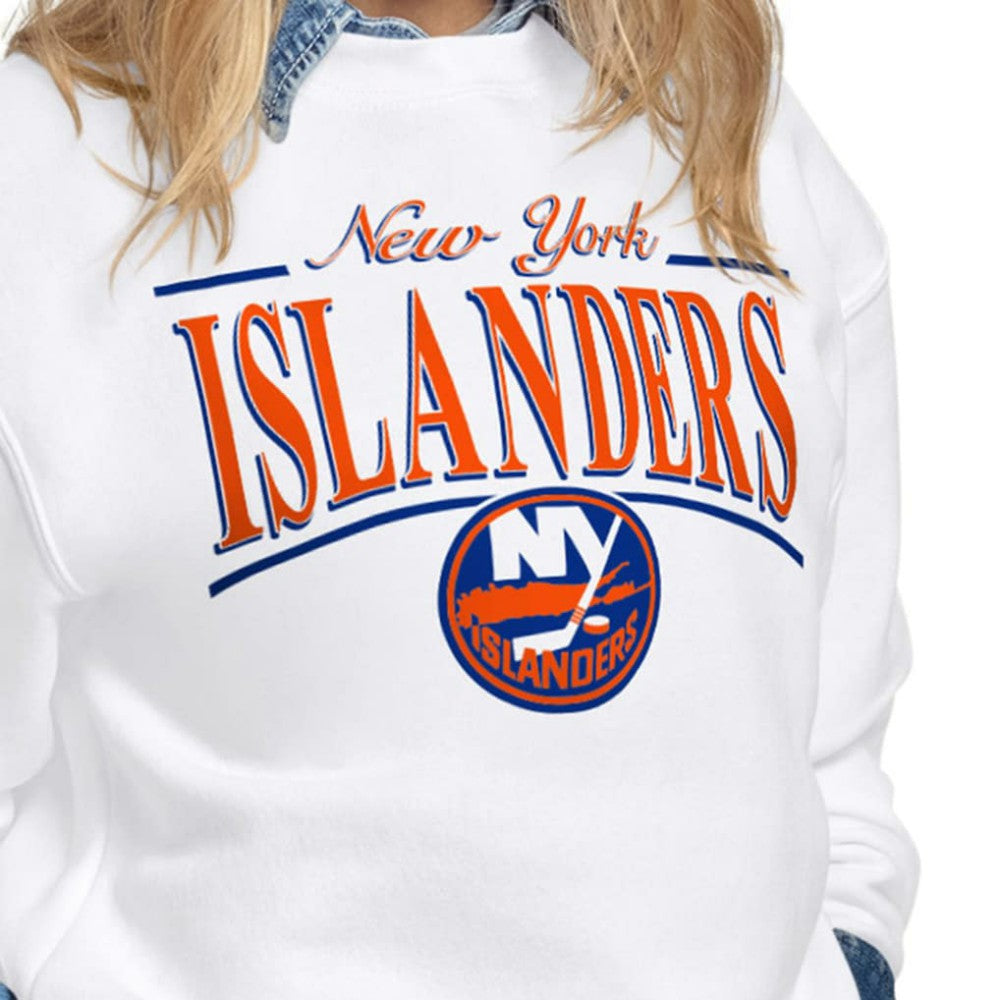 New York Islanders Starter Women's Arch Stripe Fleece Sweatshirt - White | US 203468841