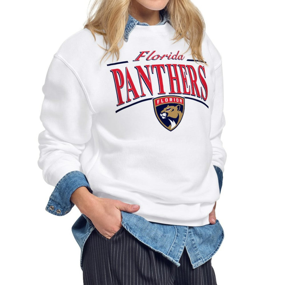 Florida Panthers Starter Women's Arch Stripe Fleece Sweatshirt - White | US 203468843