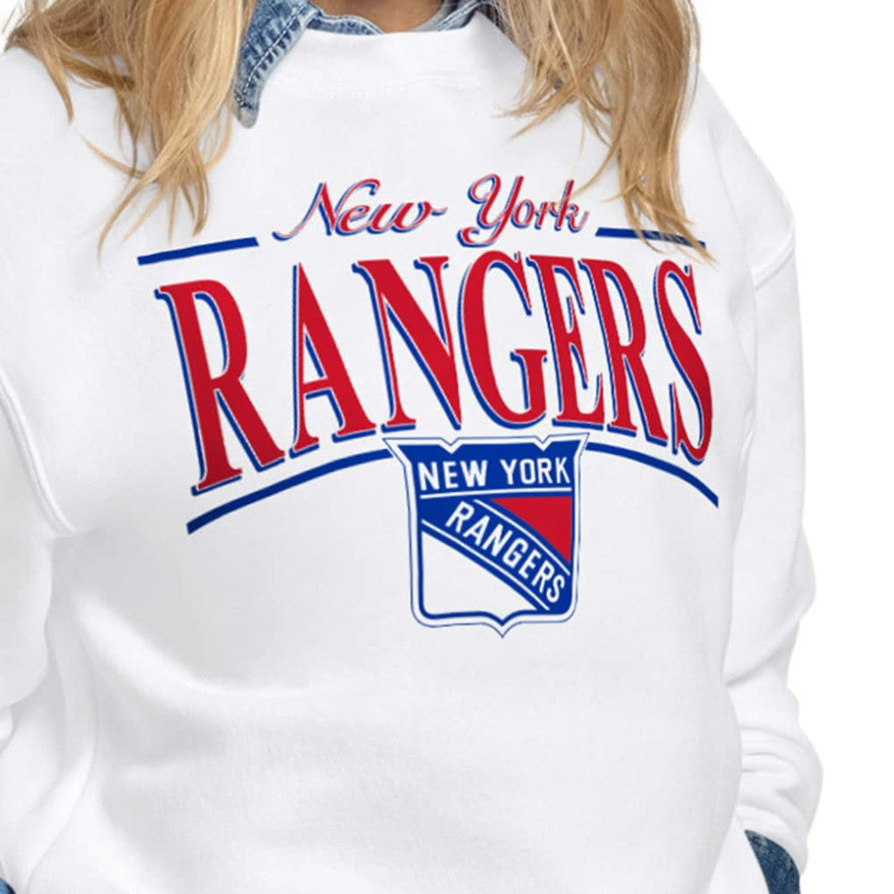 New York Rangers Starter Women's Arch Stripe Fleece Sweatshirt - White | US 203468844