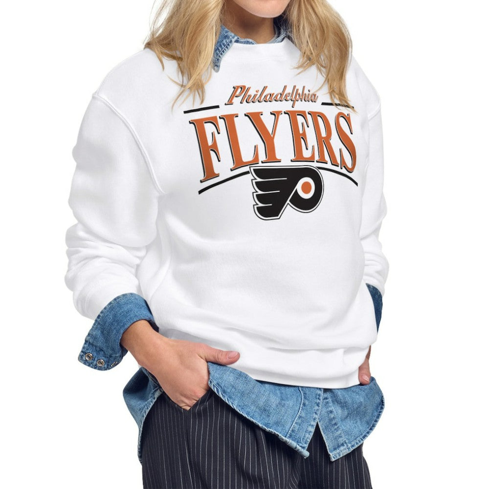 Philadelphia Flyers Starter Women's Arch Stripe Fleece Sweatshirt - White | US 203468847