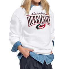 Carolina Hurricanes Starter Women's Arch Stripe Fleece Sweatshirt - White | US 203468848