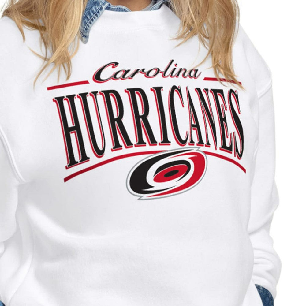 Carolina Hurricanes Starter Women's Arch Stripe Fleece Sweatshirt - White | US 203468848