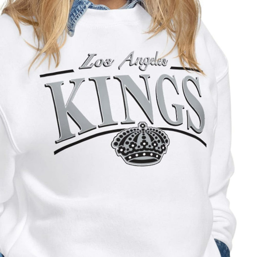 Los Angeles Kings Starter Women's Arch Stripe Fleece Sweatshirt - White | US 203468849