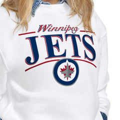 Winnipeg Jets Starter Women's Arch Stripe Fleece Sweatshirt - White | US 203468851