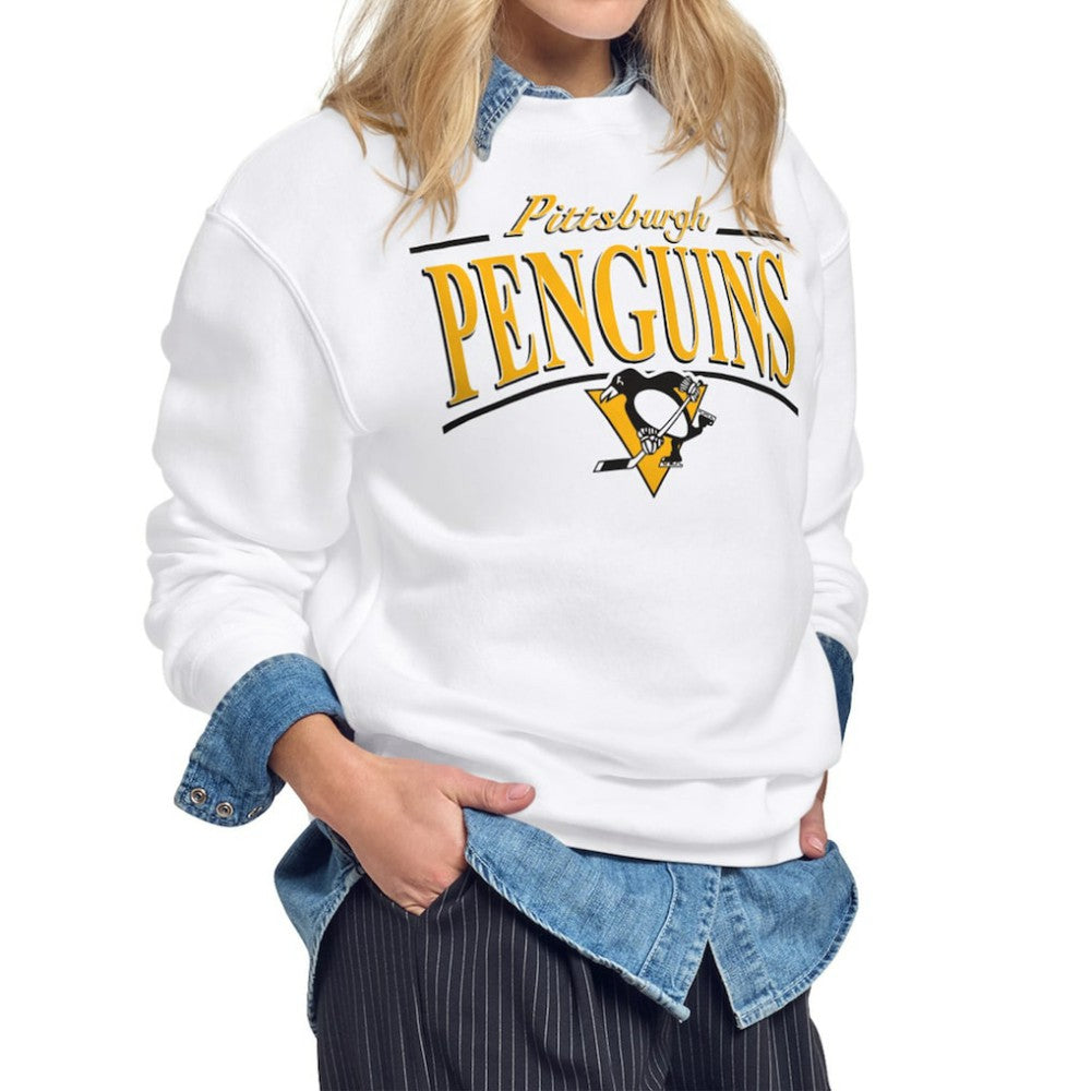 Pittsburgh Penguins Starter Women's Arch Stripe Fleece Sweatshirt - White | US 203468853