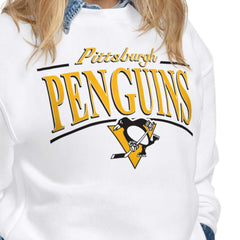 Pittsburgh Penguins Starter Women's Arch Stripe Fleece Sweatshirt - White | US 203468853