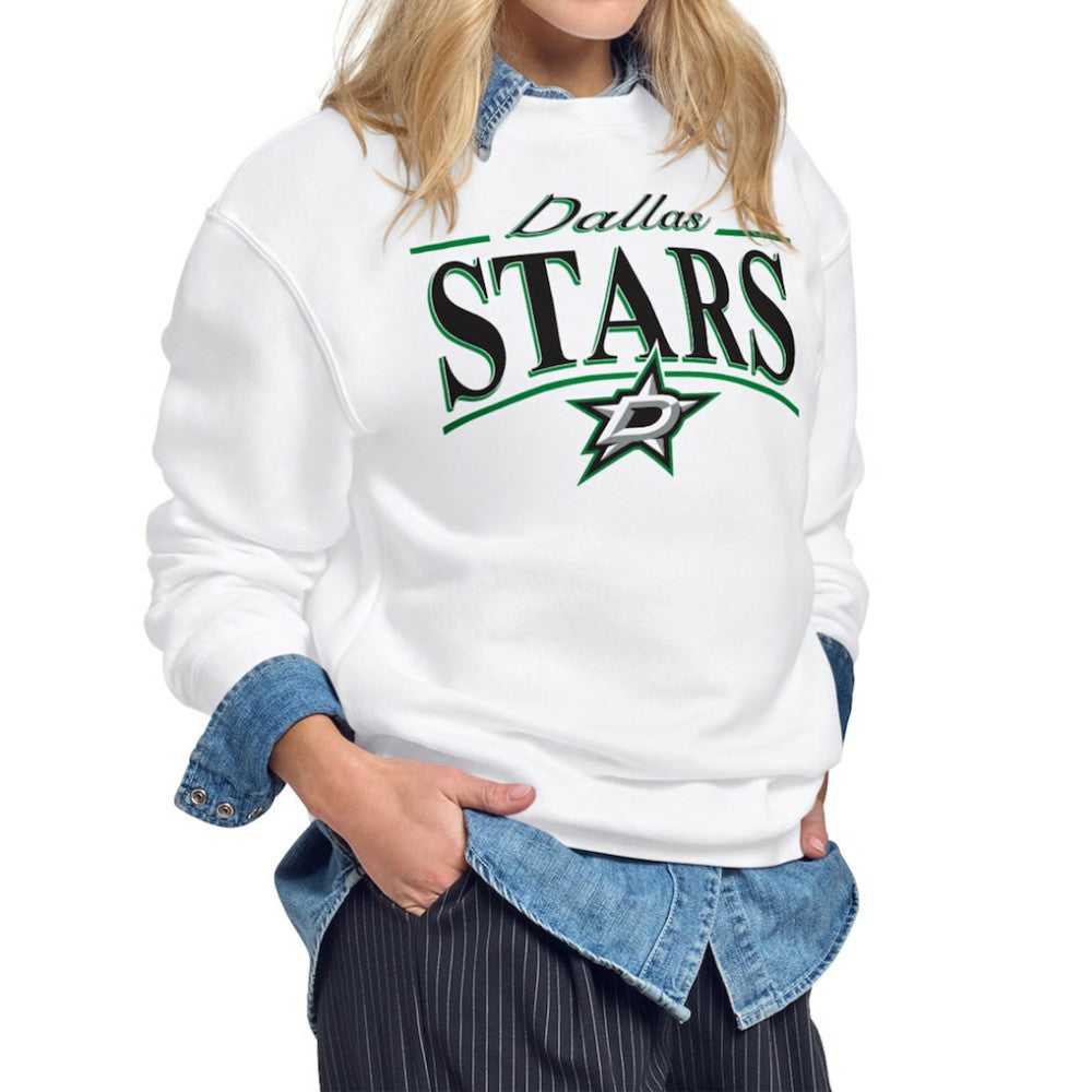 Dallas Stars Starter Women's Arch Stripe Fleece Sweatshirt - White | US 203468855