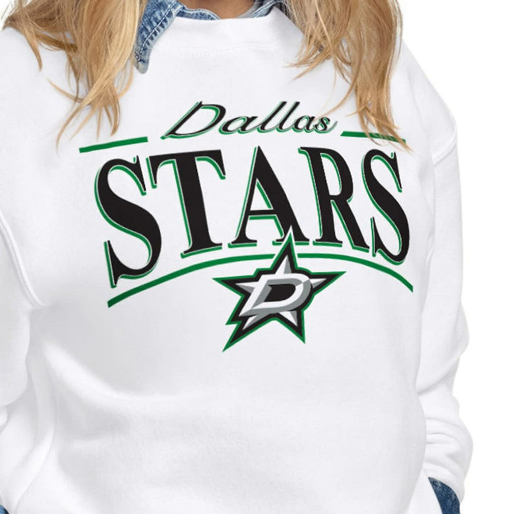 Dallas Stars Starter Women's Arch Stripe Fleece Sweatshirt - White | US 203468855