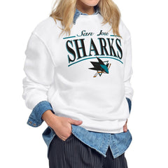 San Jose Sharks Starter Women's Arch Stripe Fleece Sweatshirt - White | US 203468856