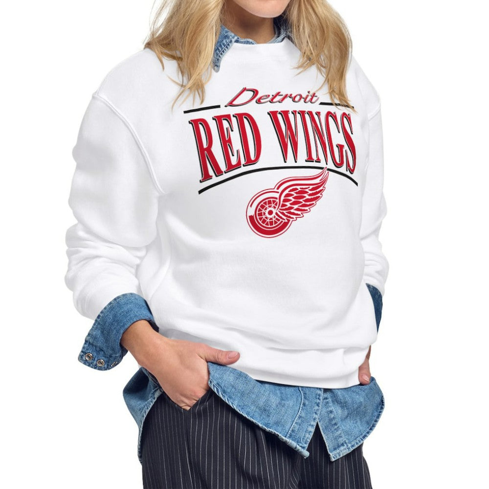 Detroit Red Wings Starter Women's Arch Stripe Fleece Sweatshirt - White | US 203468857