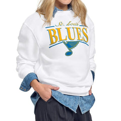 St. Louis Blues Starter Women's Arch Stripe Fleece Sweatshirt - White | US 203468860