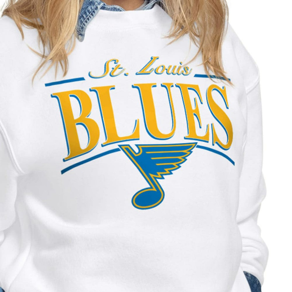 St. Louis Blues Starter Women's Arch Stripe Fleece Sweatshirt - White | US 203468860