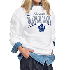 Toronto Maple Leafs Starter Women's Arch Stripe Fleece Sweatshirt - White | US 203468862
