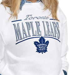 Toronto Maple Leafs Starter Women's Arch Stripe Fleece Sweatshirt - White | US 203468862