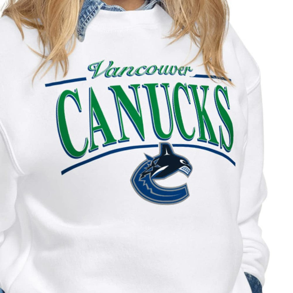 Vancouver Canucks Starter Women's Arch Stripe Fleece Sweatshirt - White | US 203468863