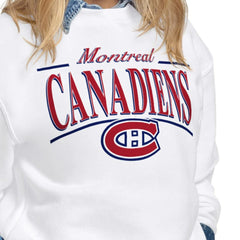 Montreal Canadiens Starter Women's Arch Stripe Fleece Sweatshirt - White | US 203468865