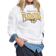 Nashville Predators Starter Women's Arch Stripe Fleece Sweatshirt - White | US 203468867
