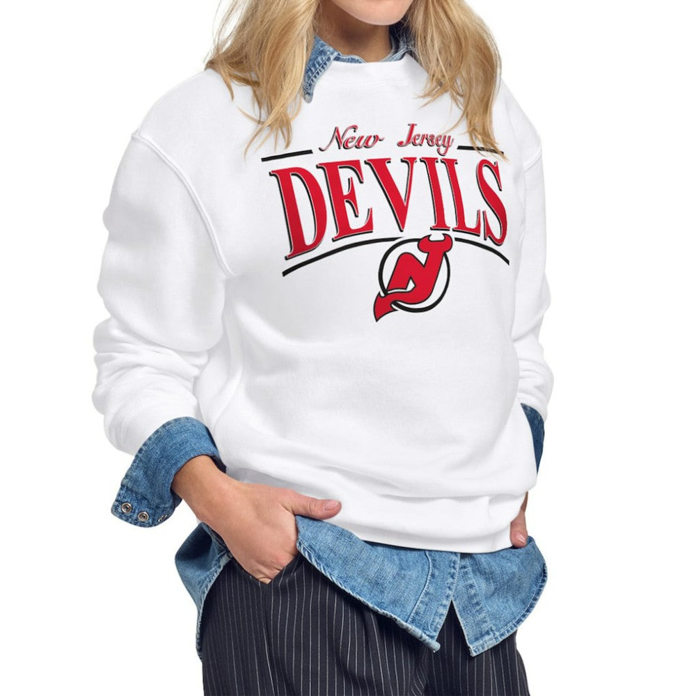 New Jersey Devils Starter Women's Arch Stripe Fleece Sweatshirt - White | US 203468868