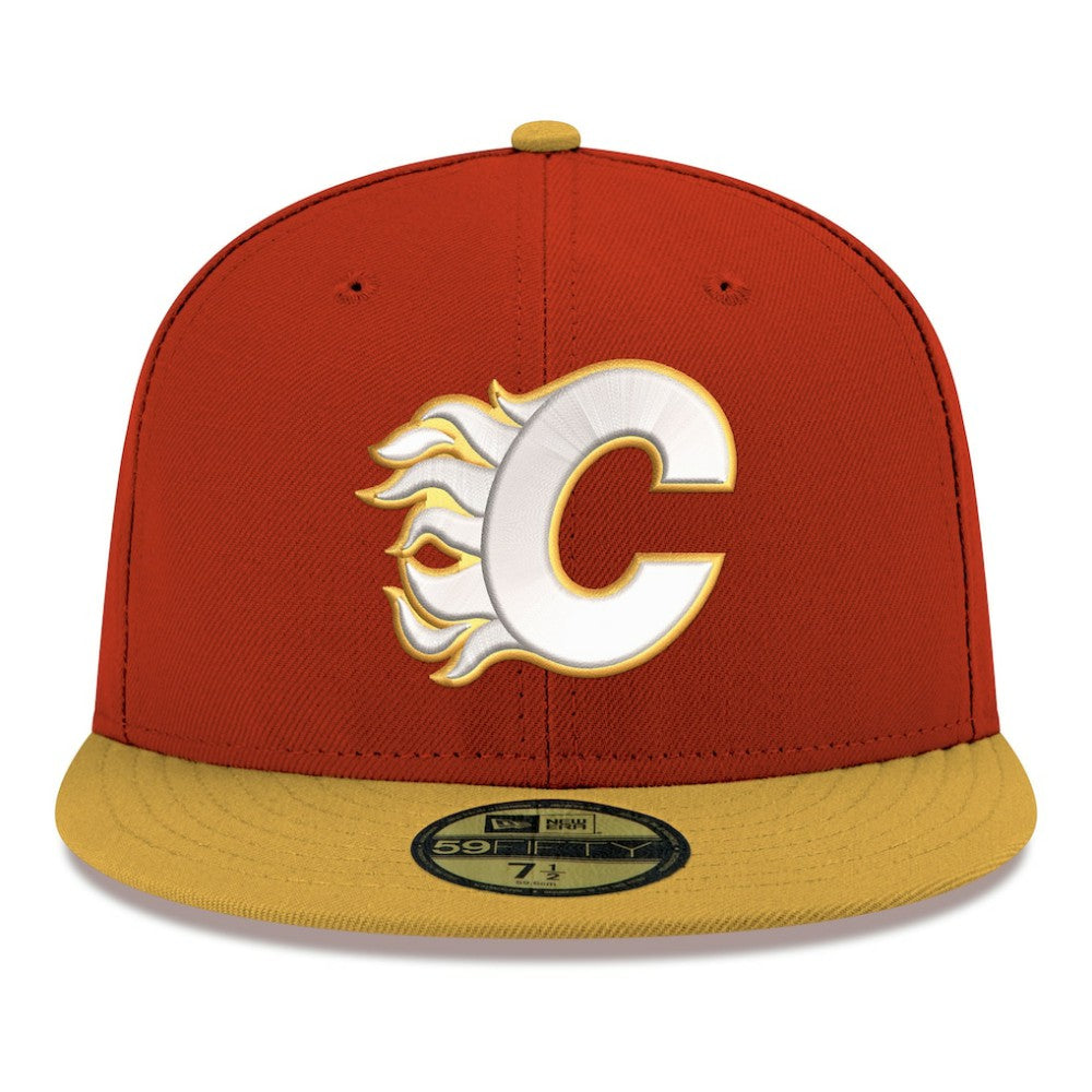 Calgary Flames New Era Core Logo Two-Tone 59FIFTY Fitted Hat - Red | US 203471449