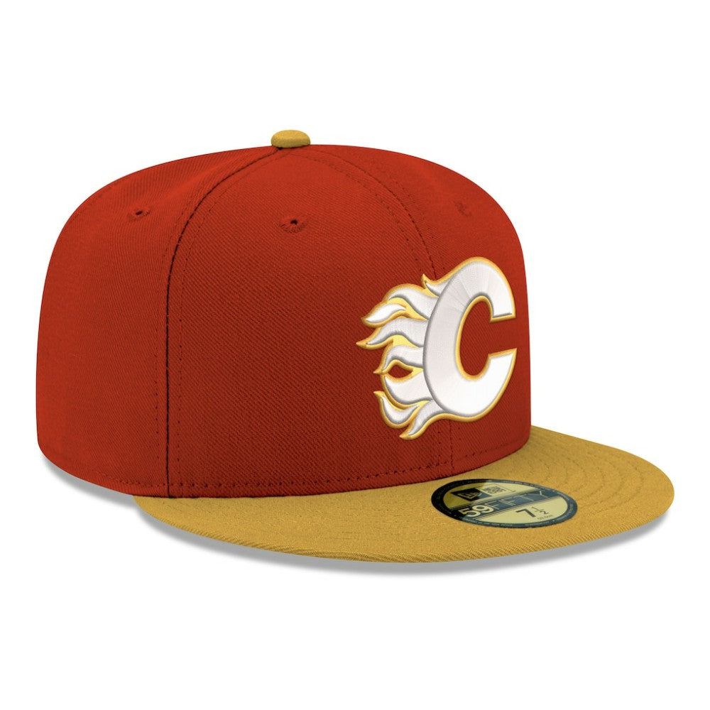 Calgary Flames New Era Core Logo Two-Tone 59FIFTY Fitted Hat - Red | US 203471449