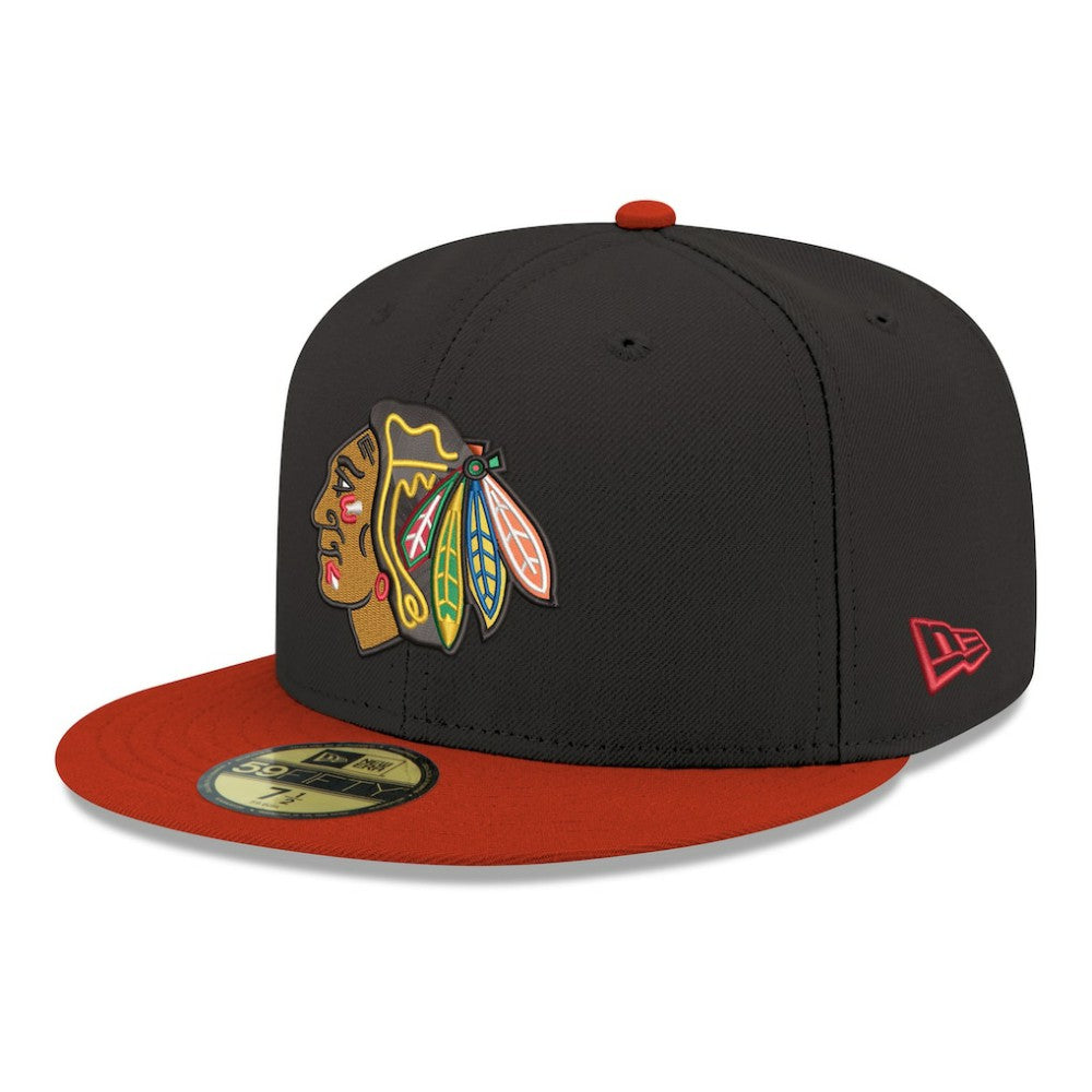 Chicago Blackhawks New Era Core Logo Two-Tone 59FIFTY Fitted Hat - Black | US 203471451