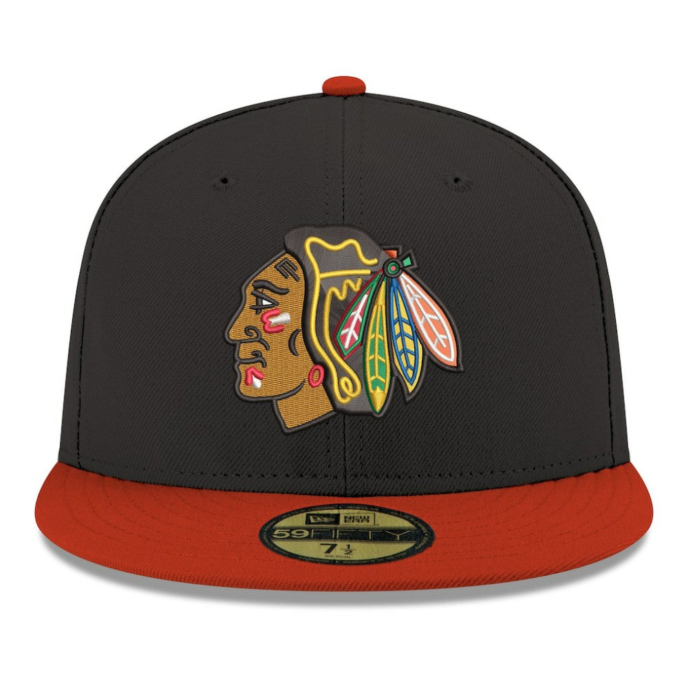 Chicago Blackhawks New Era Core Logo Two-Tone 59FIFTY Fitted Hat - Black | US 203471451