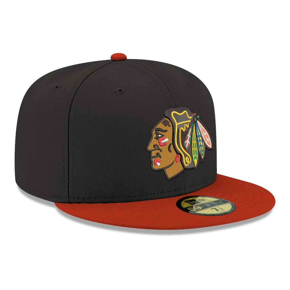 Chicago Blackhawks New Era Core Logo Two-Tone 59FIFTY Fitted Hat - Black | US 203471451