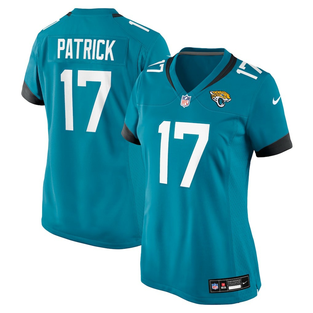 Tim Patrick Jacksonville Jaguars Women's Team Game Jersey - Teal Jerseys