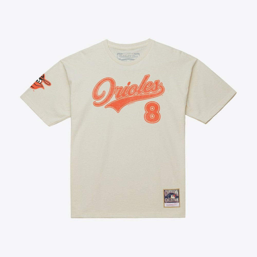 Cal Ripken Jr. Baltimore Orioles Mitchell & Ness Cooperstown Collection Throwback Name & Number T-Shirt - Cream T-shirts