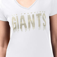 San Francisco Giants G-III 4Her by Carl Banks Women's Metallic Drop Lightweight V-Neck T-Shirt - White T-shirts