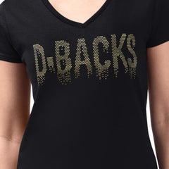 Arizona Diamondbacks G-III 4Her by Carl Banks Women's Metallic Drop Lightweight V-Neck T-Shirt - Black T-shirts