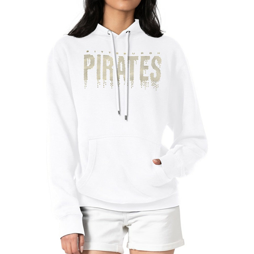 Pittsburgh Pirates G-III 4Her by Carl Banks Women's Metallic Drop Fleece Hoodie - White Hoodies