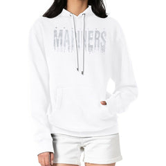Seattle Mariners G-III 4Her by Carl Banks Women's Metallic Drop Fleece Hoodie - White Hoodies