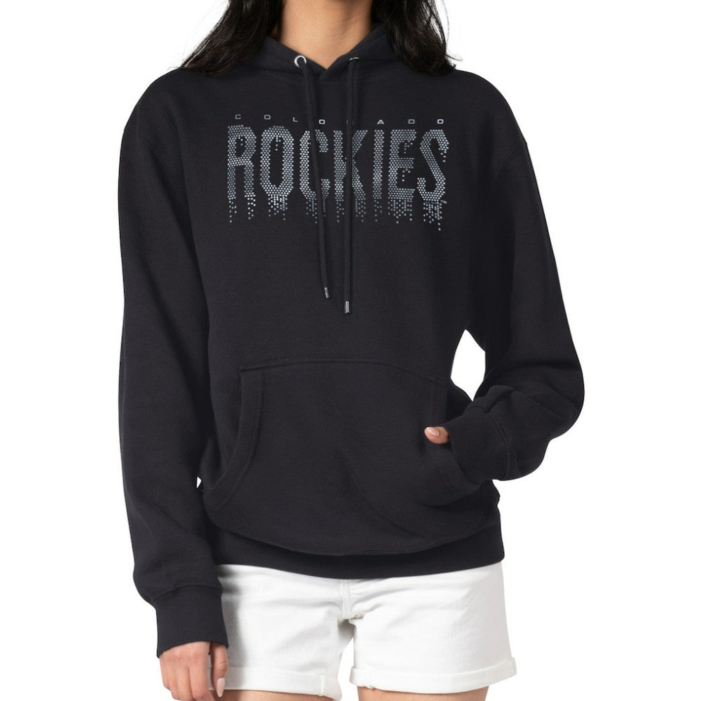 Colorado Rockies G-III 4Her by Carl Banks Women's Metallic Drop Fleece Hoodie - Black Hoodies