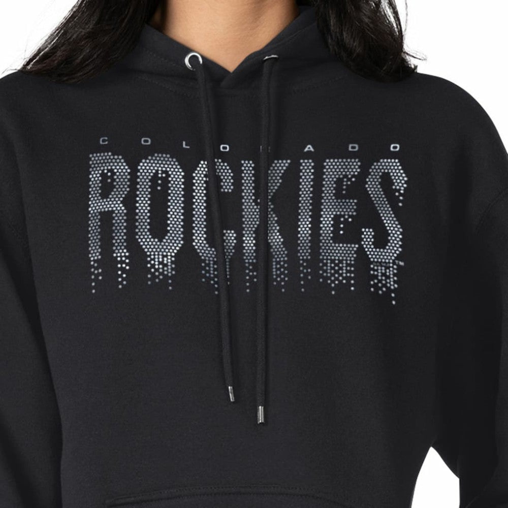 Colorado Rockies G-III 4Her by Carl Banks Women's Metallic Drop Fleece Hoodie - Black Hoodies
