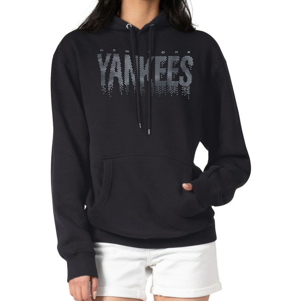 New York Yankees G-III 4Her by Carl Banks Women's Metallic Drop Fleece Hoodie - Black Hoodies